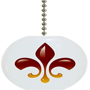 Red and Yellow Fleur de Lis Solid Ceramic Fan Pull