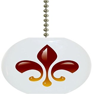 Red and Yellow Fleur de Lis Solid Ceramic Fan Pull