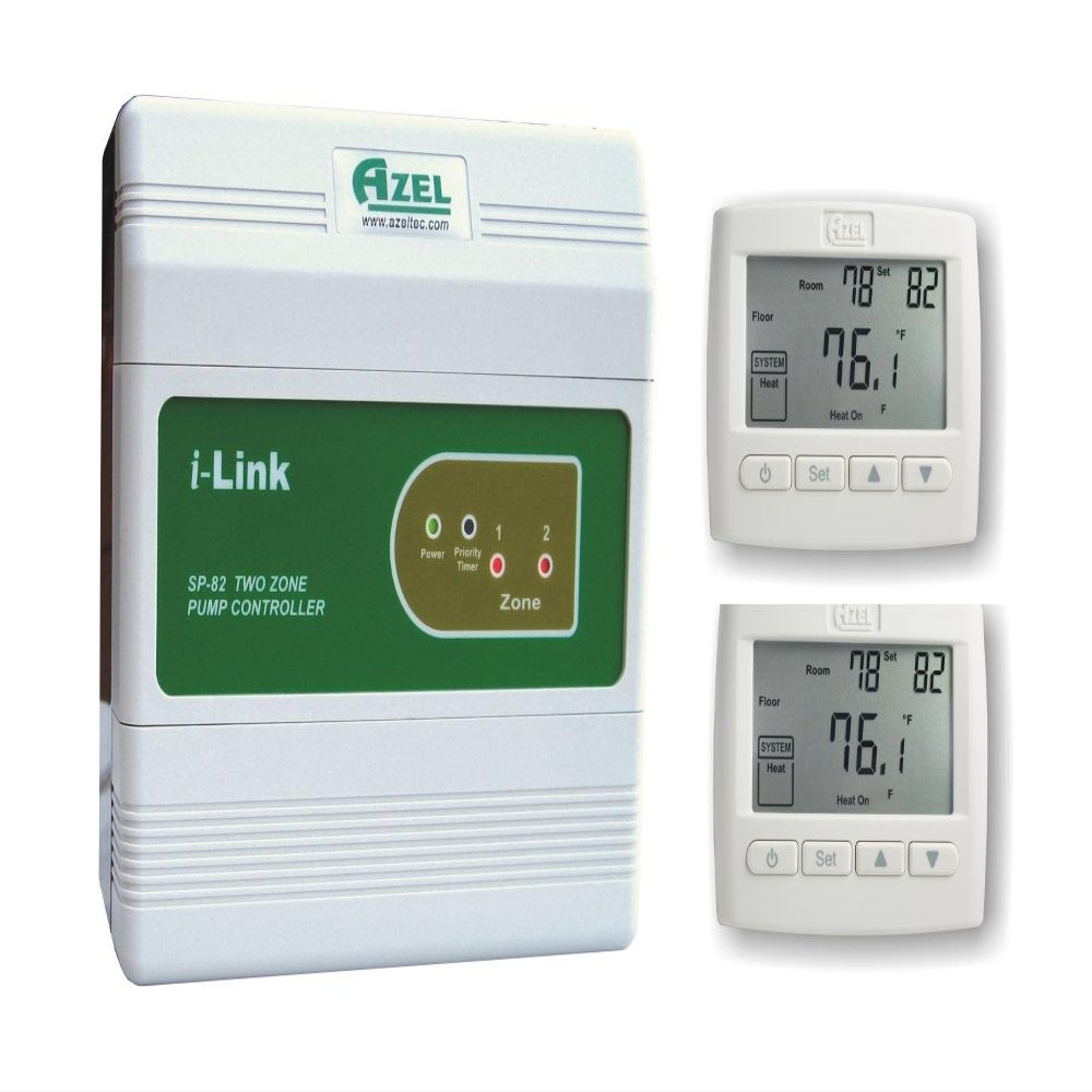 Package Deal: Azel 2 Zone Switching Relay with 2 Floor Heating Thermostats