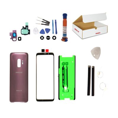 MD0410 Screen Repair Kit Compatible Galaxy S9 G960 Front Outer Glass Lens, Back Cover with Camera Lens Replacement (Purple)
