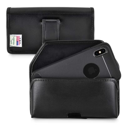 Turtleback Holster Designed for iPhone 11 Pro Max (2019) and iPhone Xs MAX (2018) Belt Case Black Leather Pouch with Executive Belt Clip, Horizontal