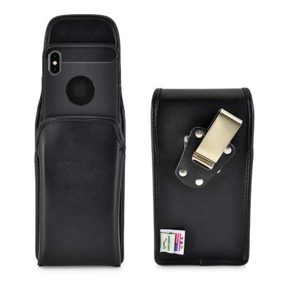 Turtleback Belt Case Designed for iPhone 11 Pro Max (2019) and iPhone Xs MAX (2018) Vertical Holster Black Leather Pouch with Heavy Duty Rotating Belt Clip,