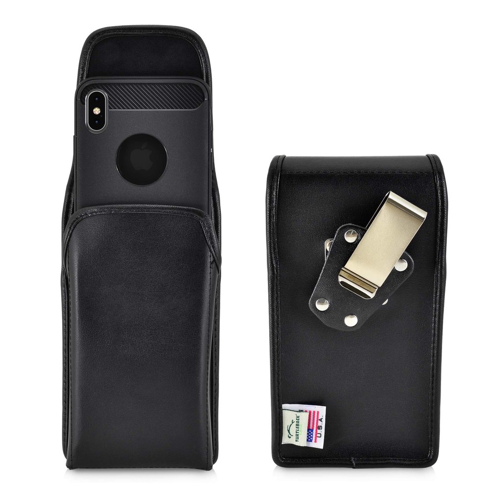 Turtleback Belt Case Designed for iPhone 11 Pro Max (2019) and iPhone Xs MAX (2018) Vertical Holster Black Leather Pouch with Heavy Duty Rotating Belt Clip,
