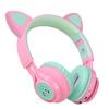 Riwbox CT-7 Cat Ear Bluetooth Headphones, LED Light Up Bluetooth Wireless Over Ear Headphones with Microphone and Volume Control for Travel/School/Smartphones/Laptop/PC/TV (Pink&Green) view 4