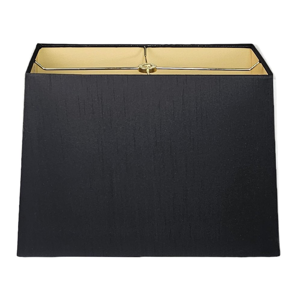 Royal Designs, Inc. HB-613-16BLK Rectangle Hardback Lamp Shade, (7 x 14) x (9 x 16) x 11, Black with Gold