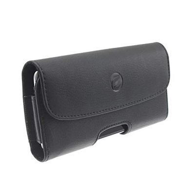 Black Leather Phone Case Side Cover Belt Holster Clip for LG Q7 Plus (Q7+)