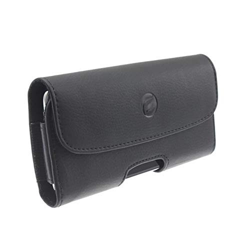 Black Leather Phone Case Side Cover Belt Holster Clip for LG Q7 Plus (Q7+)