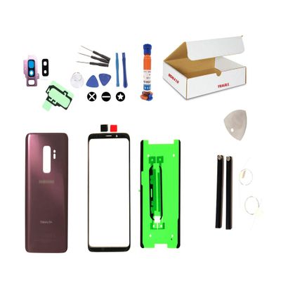 MD0410 Screen Repair Kit Compatible with Samsung Galaxy S9 Plus S9+ G965 G965U - Front Outer Glass Lens, Back Cover Replacement (Purple)