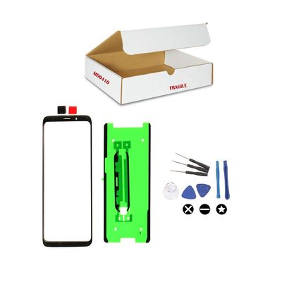 (md0410) Black Front Outer Glass Lens Replacement Compatible Galaxy S9 Plus + Tools Kit G965 G965U (LCD Touch Screen digitizer not Included)