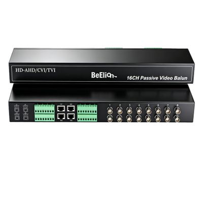 BeElion 16 Channel Passive Video Balun - BNC to RJ45 Transceiver Converter for CCTV Security Camera Systems, CAT5 Cable Compatible