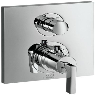 AXOR Citterio Modern Clean Volume and Auto Temperature Control 2-Handle 7-inch Wide Thermostatic Shower Trim for Rough-in Valve with Diverter in Chrome, 39720001