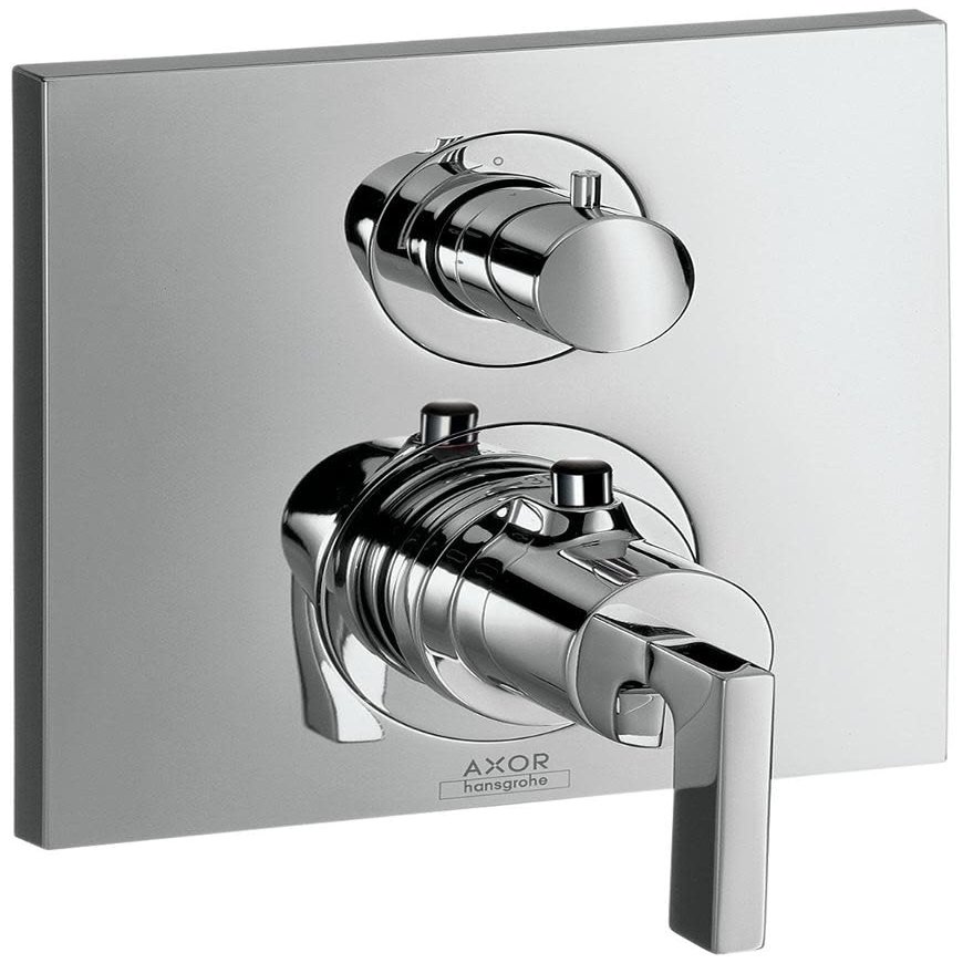 AXOR Citterio Modern Clean Volume and Auto Temperature Control 2-Handle 7-inch Wide Thermostatic Shower Trim for Rough-in Valve with Diverter in Chrome, 39720001