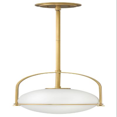 Hinkley Somerset Small Pendant Light  Etched Opal Glass Modern Globe Shade, Adjustable Height, Sloped Ceiling Compatible, Vintage-Inspired Metal Yoke Frame, Dry Rated  Heritage Brass Finish