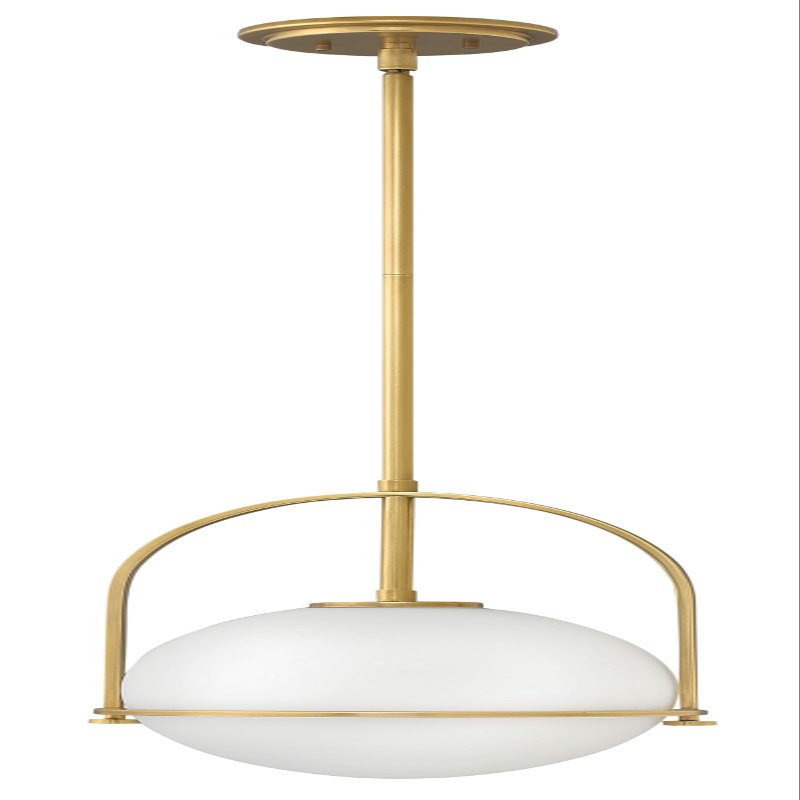 Hinkley Somerset Small Pendant Light  Etched Opal Glass Modern Globe Shade, Adjustable Height, Sloped Ceiling Compatible, Vintage-Inspired Metal Yoke Frame, Dry Rated  Heritage Brass Finish
