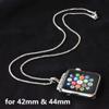 Stainless Steel Chain Necklace Smartwatch Band 42mm Series 3 2 1 / 44mm Series 4 New Polished Silver Metal Box Chain Strap Rope Neckband Replacement Accessories Wearable Technology Women Men view 2