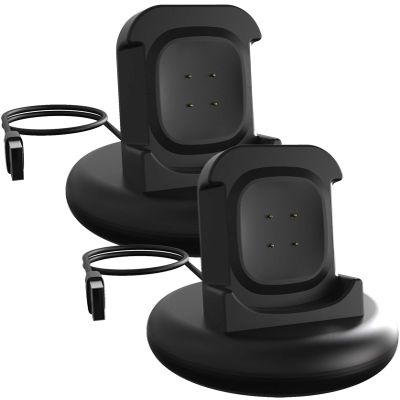 TenCloud Replacement Charger Compatible with Fitbit Sense 2/Versa 3/Versa 4 Charger Dock Non Slip Cradle Stand 3.3ft/1M Charging Cable Holder for Versa 4 /Sense 2 Smartwatch (Twin Black)