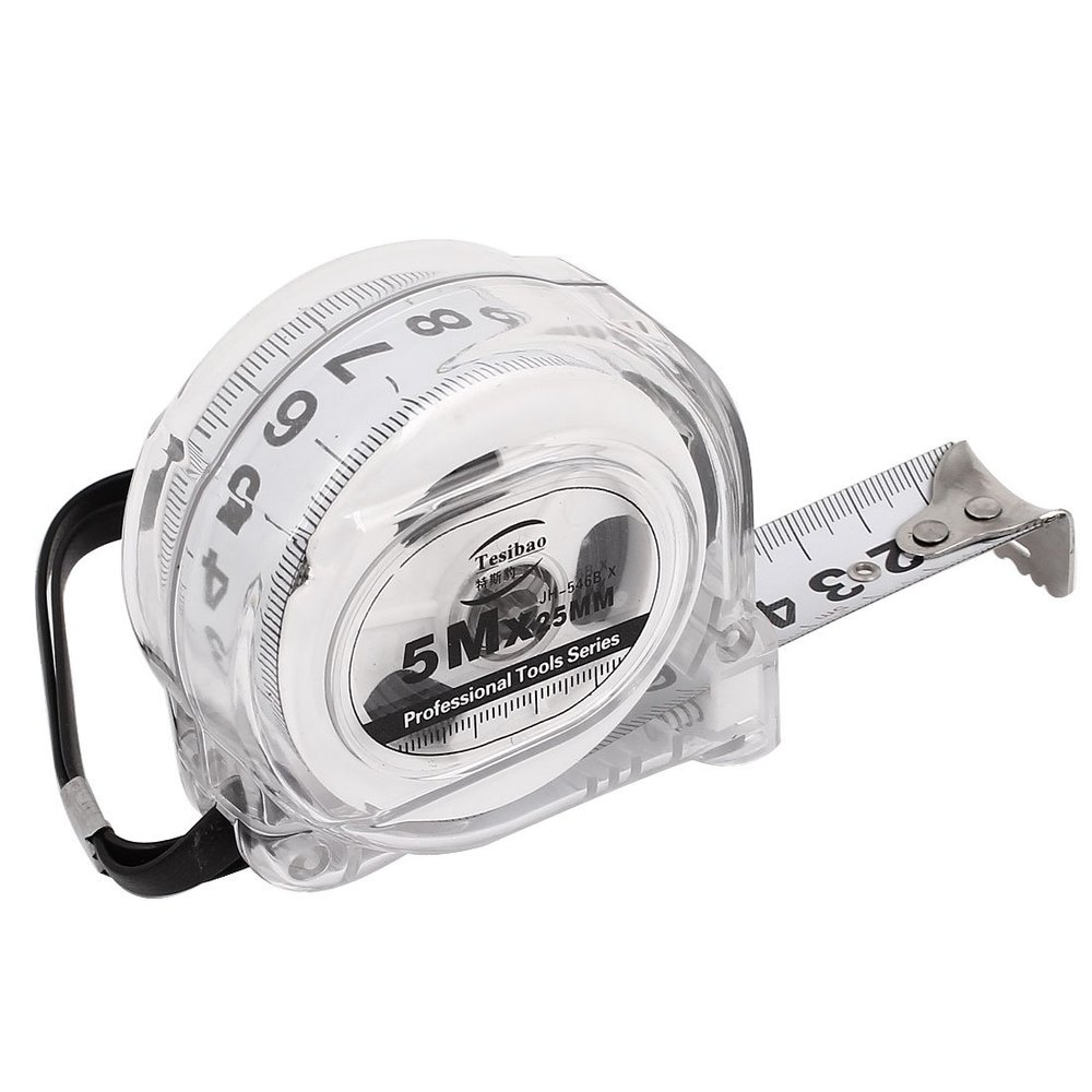 Aexit Clear Plastic Tools & Home Improvement Housing Retractable Metric Ruler Range Measuring Measure Tape Measures Tape 5M