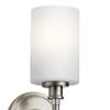 Kichler Joelson 18.25" 1 Light Wall Sconce with Satin Etched Cased Opal and Clear Glass Accent Glass in Brushed Nickel view 2