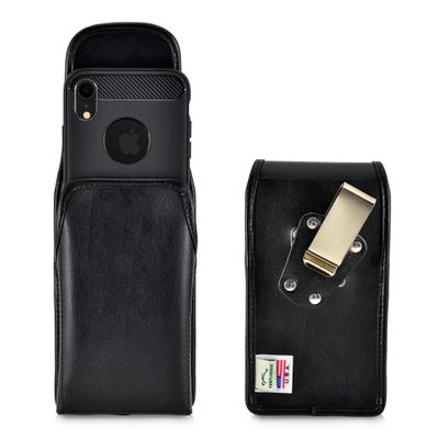 Turtleback Belt Case Designed for iPhone 11 (2019) and iPhone XR (2018) Vertical Holster Black Leather Pouch with Heavy Duty Rotating Belt Clip,