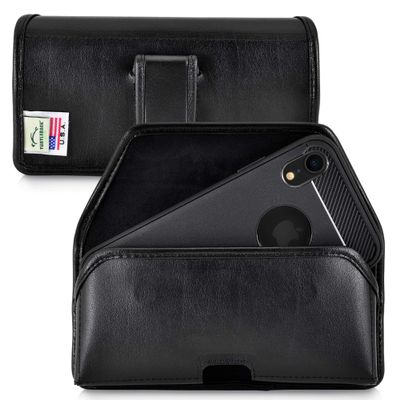 Turtleback Holster Designed for iPhone 11 (2019) and iPhone XR (2018) Belt Case Black Leather Pouch with Executive Belt Clip, Horizontal