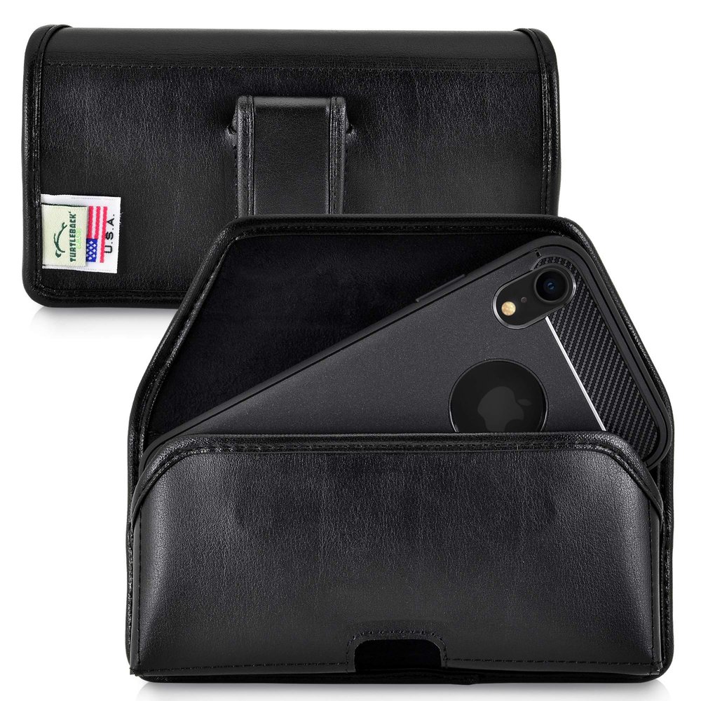 Turtleback Holster Designed for iPhone 11 (2019) and iPhone XR (2018) Belt Case Black Leather Pouch with Executive Belt Clip, Horizontal