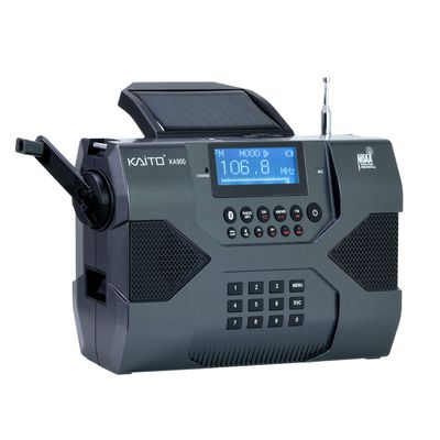 Kaito Emergency Radio Voyager Max KA900 Digital Solar Dynamo Crank Wind Up AM/FM/SW & NOAA Weather Stereo Radio Receiver with Bluetooth, Real-time Alert, MP3 Player, Recorder & Phone Charger, Black
