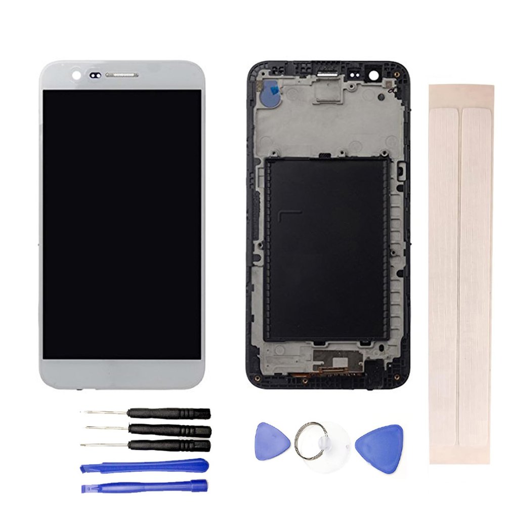 JayTong LCD Display & Replacement Touch Screen Digitizer Assembly with Free Tools for L-G K10 2017 M250 M250N M250E M250DS White with Frame