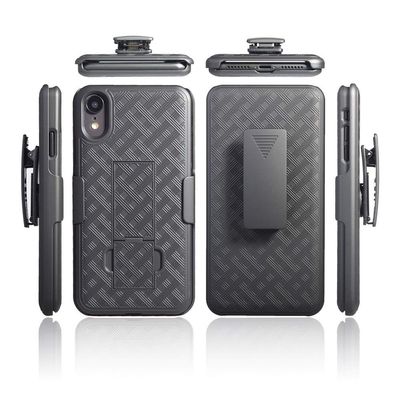 ZASE Belt Clip Case Compatible w/iPhone XR 2018 Holster Shell Tough Super Slim Protective Hard Cover Armor Defender with Glass Screen Protector (A Holster Combo Case)