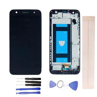 JayTong LCD Display & Replacement Touch Screen Digitizer Assembly with Free Tools for L-G X Power 2 M320 M320N/F M322 X320L Black with Frame