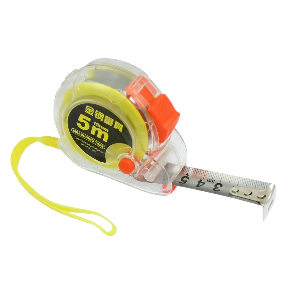 Aexit Plastic Housing Tools & Home Improvement Self Retract Measure Tape Rule 5M Yellow Tape Measures Orange Clear