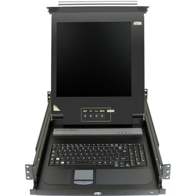 ATEN CL1000M 17" Single-Rail LCD Integrated Console-TAA Compliant - 1 Computer(s) - 17" Active Matrix TFT LCD - 1 x SPHD-15 Keyboard/Mouse/Video