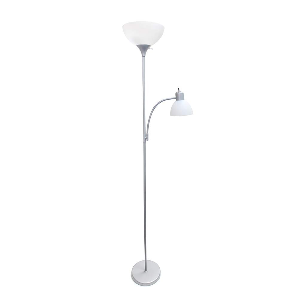 Simple Designs LF2000-SLV Mother-Daughter Floor Lamp with Reading Light, Silver