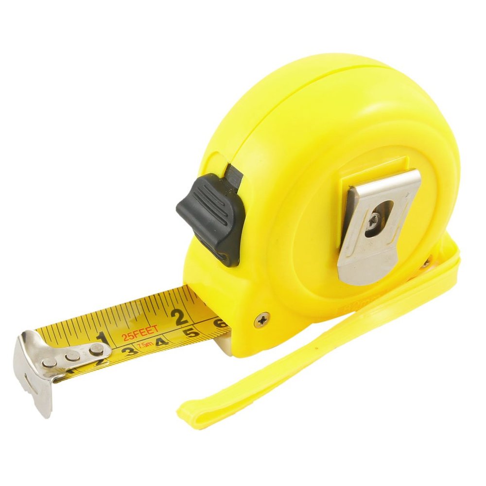 Aexit Yellow Black Tools & Home Improvement Plastic Self Retractable Locking Ruler Tape 25Ft 7.5M Tape Measures w Strap