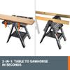 Worx Pegasus 2-in-1 Folding Work Table & Sawhorse, Easy Setup Portable Workbench, 31" W x 25" D x 32" H Lightweight Worktable with Heavy-Duty Load Capacity, WX051 - Includes 2 Clamps & 4 Clamp Dogs view 3