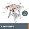 Worx Pegasus 2-in-1 Folding Work Table & Sawhorse, Easy Setup Portable Workbench, 31" W x 25" D x 32" H Lightweight Worktable with Heavy-Duty Load Capacity, WX051 - Includes 2 Clamps & 4 Clamp Dogs view 4