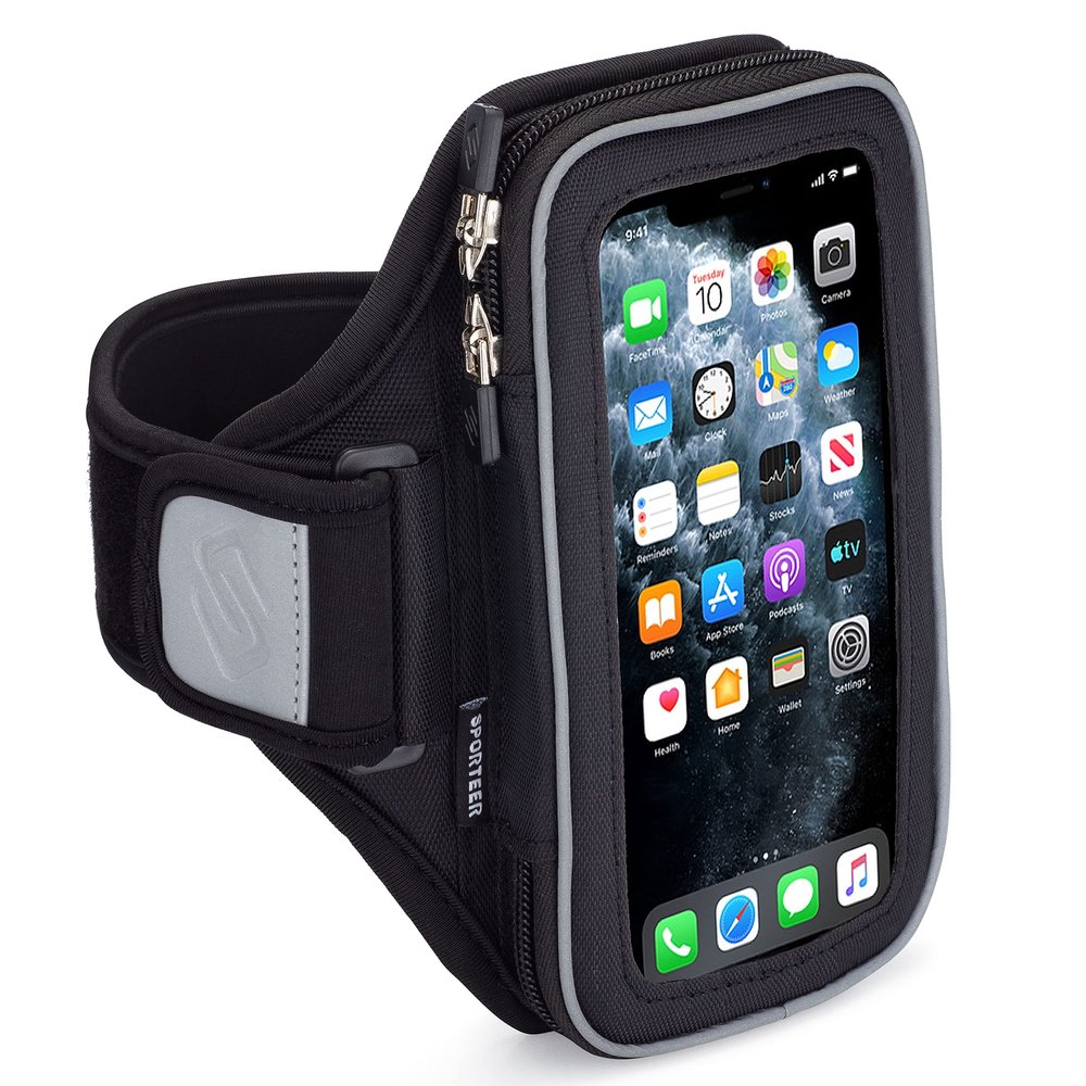 Sporteer Entropy E8 Running Armband - Compatible with iPhone 17/16/15 Pro Max, 16/15 Plus, 17/16/15 Pro, iPhone 17/16/15, Galaxy S25+, S24+, S23+, Pixel, & Many More Mobile Phones - FITS Cases
