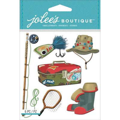 Jolees Boutique Dimensional Fishing Stickers Multidimensional 3D Scrapbook Embellishments for Fishing Trips and Outdoor Crafts