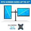 Mount-It! Dual Monitor Mount | Double Monitor Desk Stand | Two Heavy Duty Full Motion Adjustable Arms Fit 2 Computer Screens 17 19 20 21 22 24 27 Inch | VESA 75 100 | C-Clamp and Grommet Base view 4