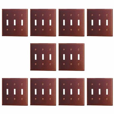 SwitchPlate Brushed Solid Copper Triple Toggle Pack Of 10 Renovators Supply