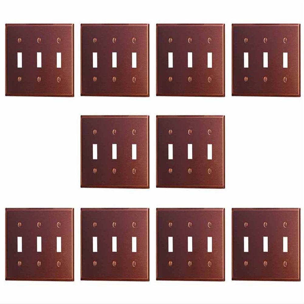 SwitchPlate Brushed Solid Copper Triple Toggle Pack Of 10 Renovators Supply