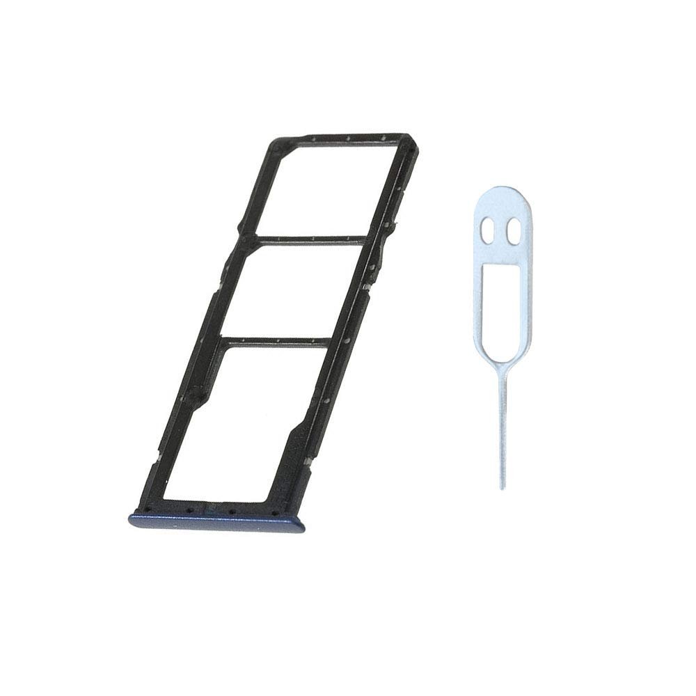 JayTong Dual Sim Card Tray + Sim Card Tray/Micro SD Memory Card Holder Slot Replacement with Remover Eject Pin Tool for Hua-wei Y9 2018 FLA-L22 FLA-LX2 FLA-AL00 FLA-LA10/Enjoy 8 Plus FLA-AL20 B-LUE