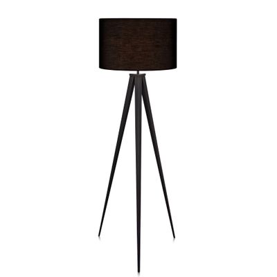 Versanora Romanza Modern LED Tripod Floor Lamp Tall Standing Light with Drum Shade Metal Legs for Living Room Study Reading Bedroom Home Office, 60 inch Height, Matte Black
