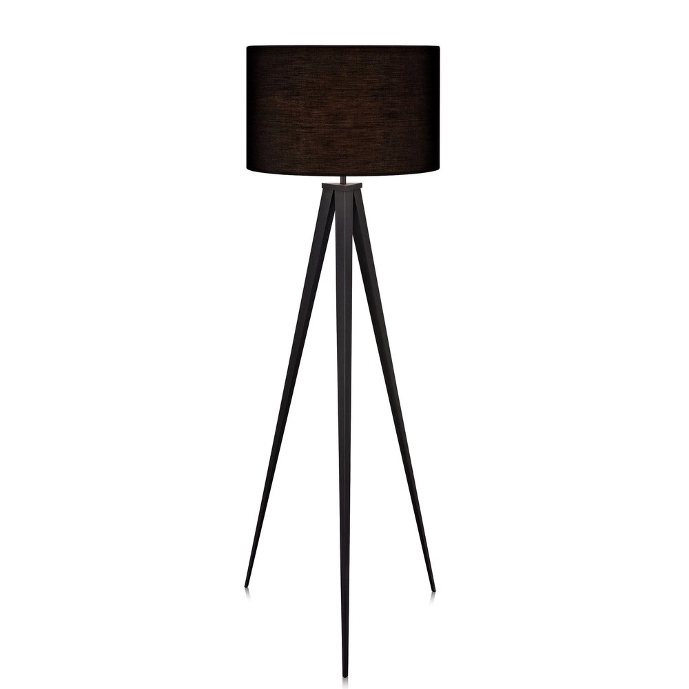 Versanora Romanza Modern LED Tripod Floor Lamp Tall Standing Light with Drum Shade Metal Legs for Living Room Study Reading Bedroom Home Office, 60 inch Height, Matte Black