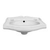 Whitehaus Isabella Collection Small Rectangular Wall Mount Sink, Integrated Oval Bowl, Backsplash, Decorative Trim; Two Hole Faucet Drilling; Color: White view 2