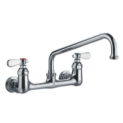 Whitehaus WHFS9814-08-C Heavy Duty wall mount utility faucet with an extended swivel spout and lever handles - Polished Chrome