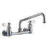 Whitehaus WHFS9814-08-C Heavy Duty wall mount utility faucet with an extended swivel spout and lever handles - Polished Chrome view 1
