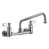 Whitehaus WHFS9814-12-C Heavy Duty wall mount utility faucet with an extended swivel spout and lever handles - Polished Chrome view 1