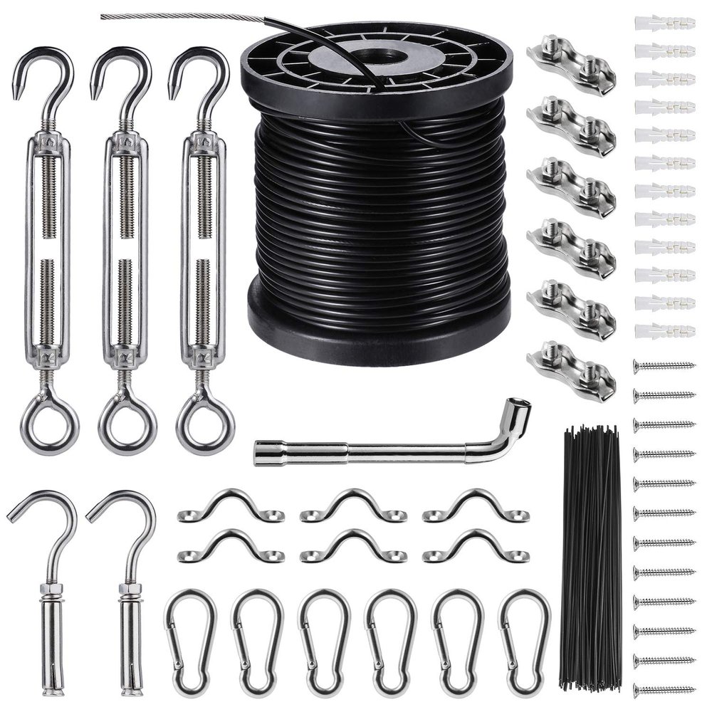 BESTNEWLL Outdoor String Light Hanging Kit Includ 164 FT Nylon Rope Cable