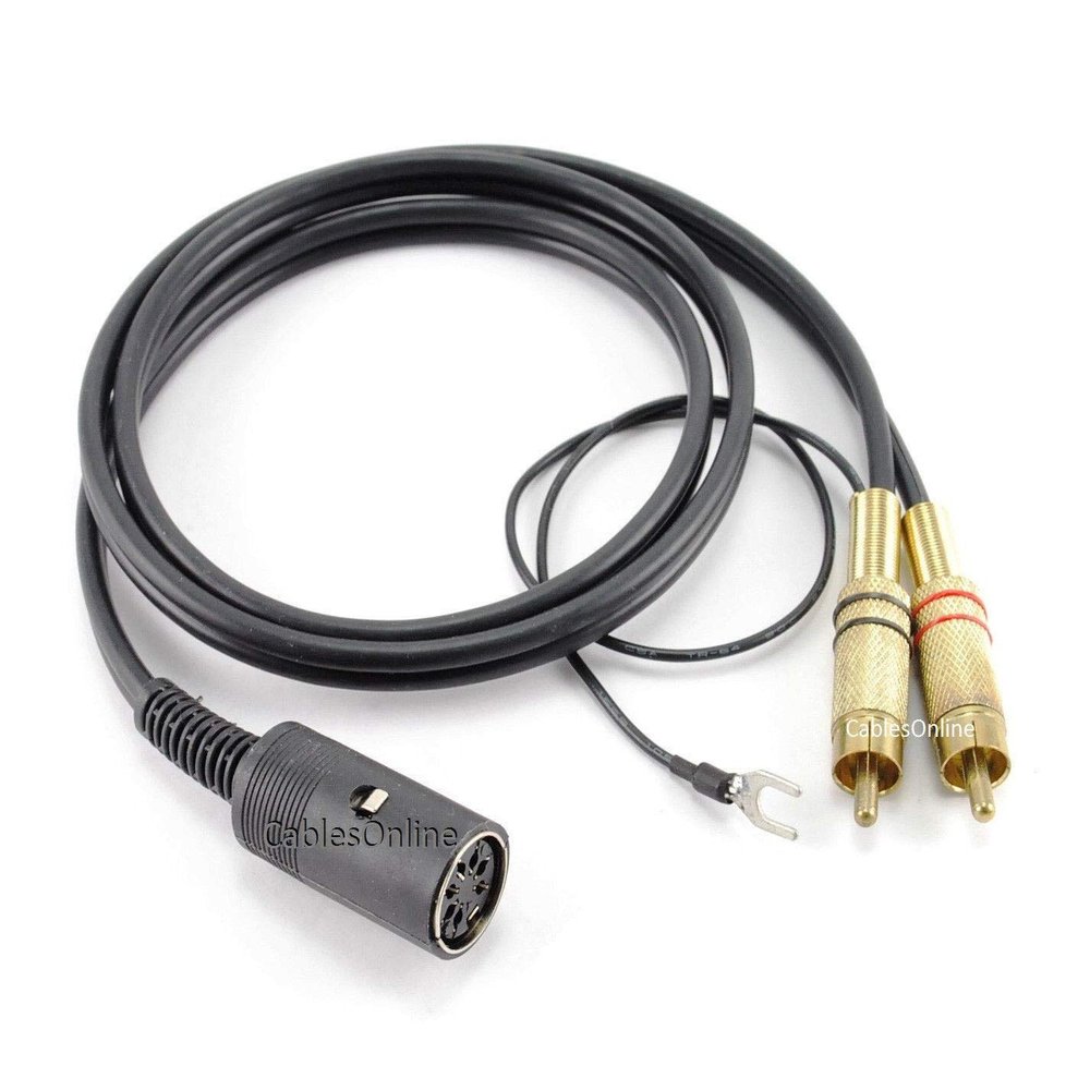 CablesOnline 3ft 7-Pin Din Female to 2-RCA Male Professional Premium Audio Cable, Black w/Ground Cable Pin for Bang & Olufsen, Naim, Quad...Stereo Systems (BO-T103K)