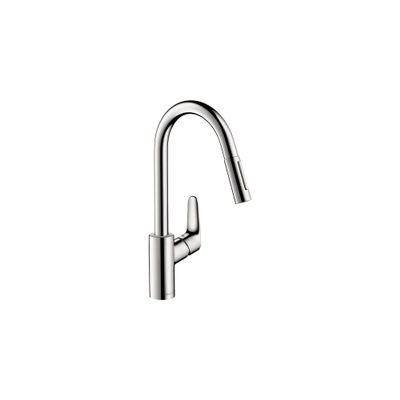 hansgrohe Focus Chrome High Arc Kitchen Faucet with Magnetic Docking Spray Head, Chrome 04505000